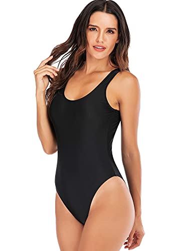 YELAIVP Women's Retro Scoop Neck Padded One Piece Swimsuits High Cut Low Back Bathing Suits Swimwear Bodysuit3