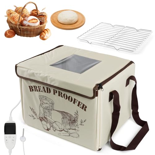 Brot Gärbox mit 3-seitiger Beheizung, NTC-Temperatursensor und Metallablage, 36L Faltbare Teiggärbox mit Temperatur und Timer, zum Backen von Brot, Joghurt und Pizza, EU-Stecker