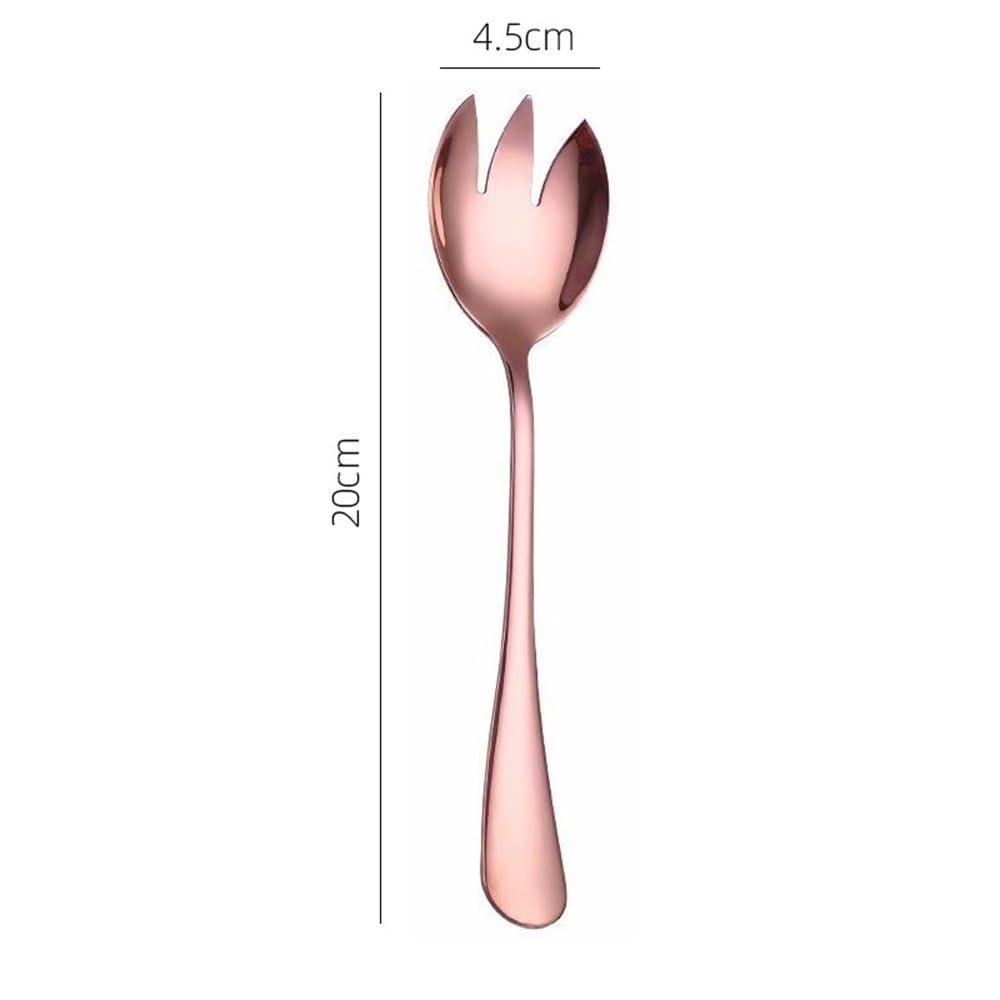 Cucchiaio Forchetta Insalata in Acciaio Inox Forchetta da Insalata con Cucchiaio da Insalata in Acciaio Inossidabile Addensato(Colour 3)