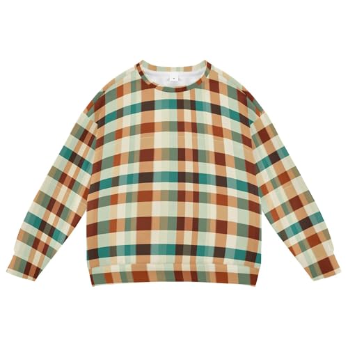 JUNZAN Buffalo Plaid Check Terracotta Kids Girls Hooded Sweatshirt Fleece Sweatshirts for Boys Party 4T