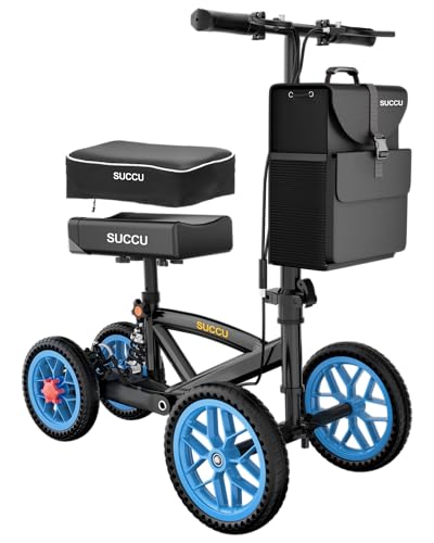 Image of All Terrain Knee Scooter Carbon Steel, 120 Steering,Foldable,300Lbs | knee scooter for adults for foot surgery,The best crutch alternative for foot surgery,solves crutch mobility and arm fatigue.