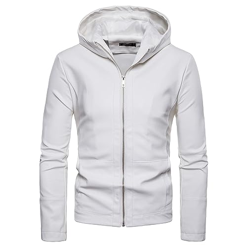 Chaqueta Bomber de Cuero con Capucha para Hombre miniatura 1