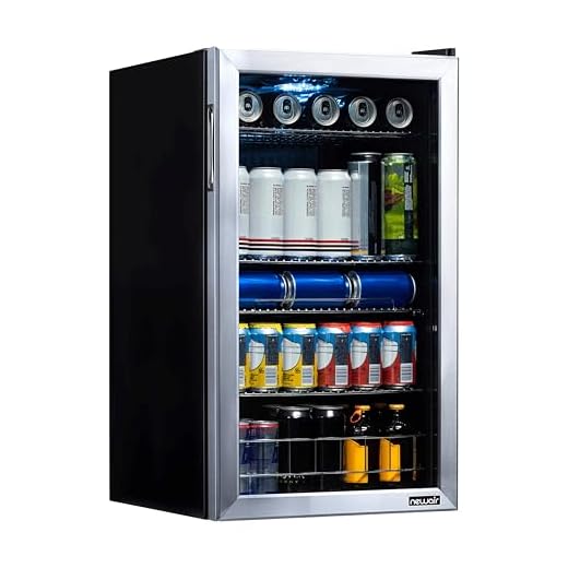 NewAir Beverage Refrigerator Cooler | 126 Cans Free Standing with Right Hinge Glass Door | Mini Fridge Beverage Organizer Perfect For Beer, Wine, Soda, And Cooler Drinks