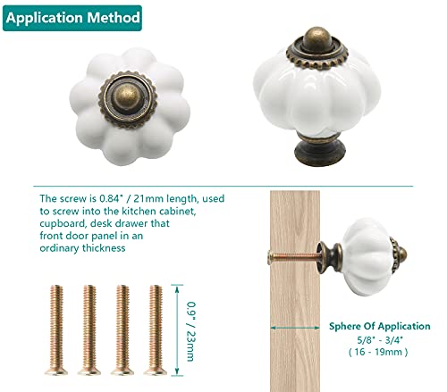 Seimneire 12Pcs White Pumpkin Knobs, Vintage Ceramic Cabinet Knobs, Dresser Knobs Drawer Knobs Door Knobs Drawer Pulls Dresser Handles With Mounting Screws #TOP5