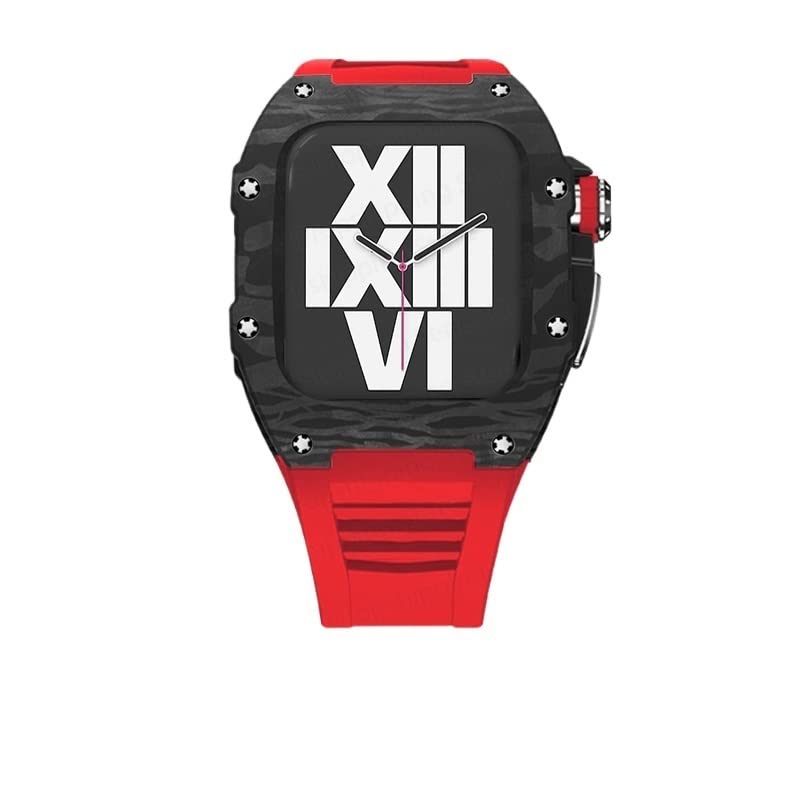 Kit modification iWatch 45mm 44mm Cadre métal de luxe et bracelet caoutchouc