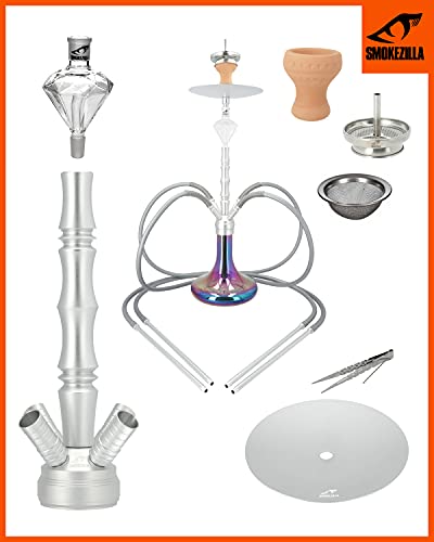 Smokezilla® MINYA 4S 4-Schlauch-Set Aluminium Rainbow Shisha | Spitze Optik mit Regenbogen Bowl und Diamond… – Bild 8