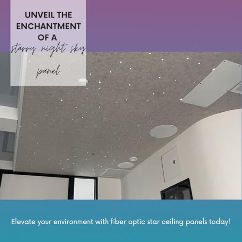 | Acoustic Starry Night Sky Panels with Fiber Optic Brilliance in Grey | 1195L x 595W x 27H mm | Star Projector | Room Decor | Night Lights | Light Panel Sky | Starlight Ceiling Panels, Gray