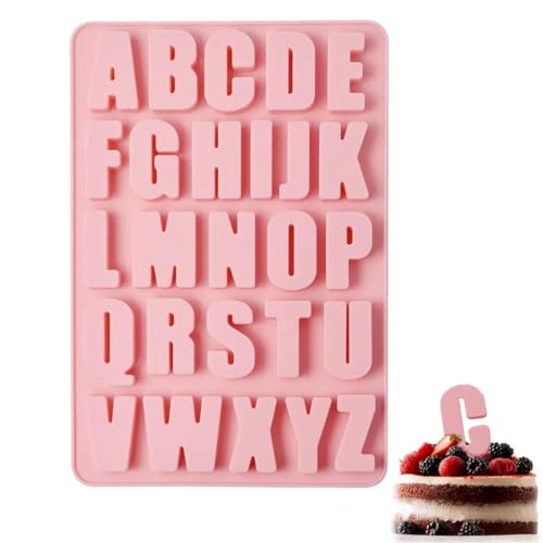 SGERUFZ Moldes de silicona con letras para bombones, molde antiadherente para letras de chocolate, molde de silicona, molde para jabón, decorar tartas, caramelos, chocolate, fiestas de cumpleaños