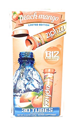 Zipfizz Energy Drink Mix, Hydration with B12 and Multi Vitamins, Peach Mango, 30 Count