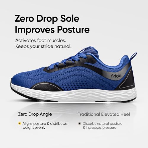 Image of Frido Active Walking Shoes for Men & Women | Lightweight Breathable Mesh Upper | Zero-Drop Sole with Wide Toe Box for Natural Movement | Cushioned Comfort Lace-Up Sneakers