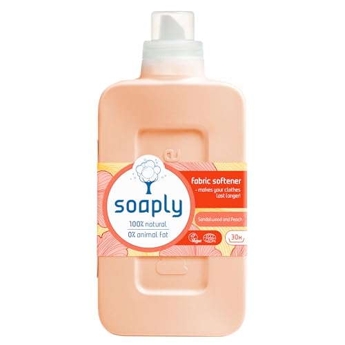 Soaply Fabric Softner - Sandalwood and Peach Fragrance - Natural plant based laundry Derived From Soap Nuts - Fabrics Stay Softer For Longer. Animal fat free, Ecocert and Vegan certified 750Ml
