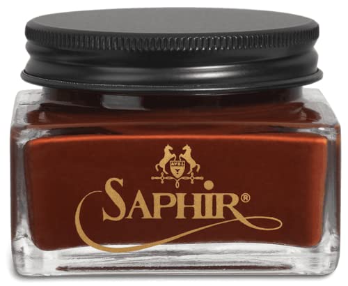 SAPHIR Medaille d'Or Pommadier Cream 75ml – Natural Cream Leather Shoe Polish, Leather Conditioner for Boots, Handbags – Mahogany