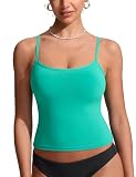 CRZ YOGA Femmes Racerback Tankini Tops Scoop Neck Spaghetti Straps Maillot de Bain Bikini Top Uniquement rembourré Vert Blarney 40
