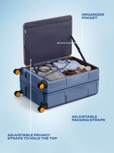 Image of Safari Nox 8 Wheels 56cm Cabin Size Trolley Bag, Open Easy, Hard Case Polycarbonate, Silent Dual Wheels Carry-on Luggage, Secure Zipper, Suitcase for Travel, Trolley Bags for Travel, Flintstone