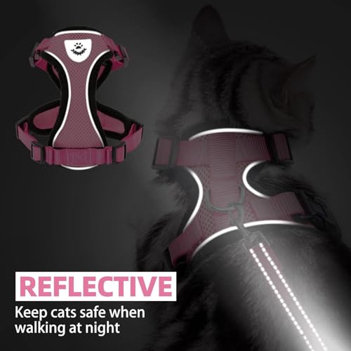 PUPTECK Cat Harness and Leash Set Escape Proof Reflective Cat Walking Harness Adjustable Soft Breathable Mesh Vest for Small Pets, Light Pink, XS by PUPTECK - Image 7