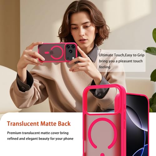 Image of Magnetic for iPhone 17 Pro Phone Case, [Compatible with MagSafe], Screen Protector X1, [Military Grade Drop Protection],Matte Finish,Slim,Shockproof,Protective (Pulm Pink, iPhone 17 Pro)