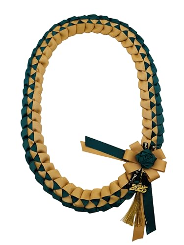 Handmade Grosgrain Ribbon Lei with Multiple School Color Options - Graduation Leis, 48