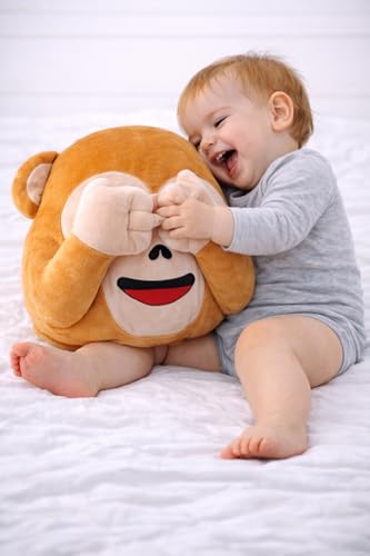 Image of Fun4you Soft Monkey Plush Toy Pillow for Kids - Cute Smiley Monkey Stuffed Animal Cushion, Super Soft Huggable Plush Pillow for Baby, Kids & Home Decor (Monkey Pillow Close Eye)