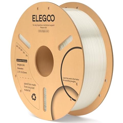 ELEGOO PLA Filament 1.75mm Translucent 1KG, 3D Filament Dimensional Accuracy +/- 0.02mm, 1kg Cardboard Spool(2.2lbs) 3D Printing Filament Fits for Most FDM 3D Printers