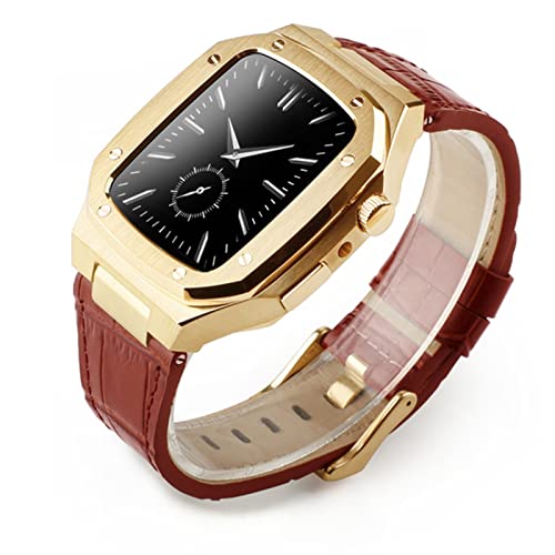 Bracelet Apple Watch cuir métal iwatch 41mm 44mm 45mm pour Series 7 SE 6 5 4 3