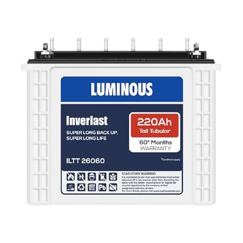 Image of Luminous Inverlast ILTT26060 Tall Tubular Inverter Battery for Home, Office & Shops | 220Ah High-Performance, Durable & Low Maintenance Battery | Easy Installation | 60 Months Warranty