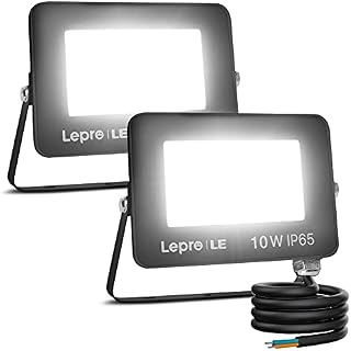 Lepro 10W LED Floodlight Outdoor, 850LM LED Security Lights, 70W Incandescent Lamp Equivalent, Waterproof IP65, Daylight White LED Outdoor Lights, for Garden, Backyard, Garage and More, Pack of 2