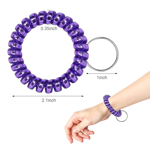 Image of TENOC Spiral Coil Keychain, Anti-lost Key Chain Holder Lanyard Cord for Sauna Outdoor Sports and Gym Pool