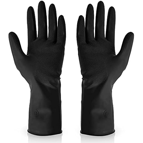 ZQO Black Latex Gloves, Hair Dye Gloves Reusable Hair Color Latex Gloves Black Hand Protectors Hair Dyeing Cooking Dishwashing Cleaning Gloves Cover