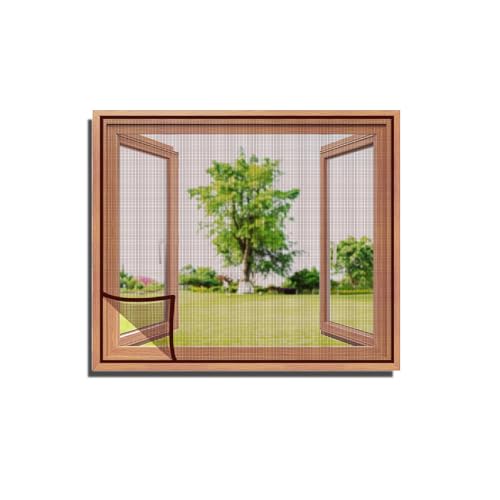 Image of TurtleGrip Standard Size Window Mosquito Net (Size-50x60cms /19.69x23.62 Inches /1.64x1.97 Feet - Brown) | 120 GSM Stitched Fiberglass Mesh with Strong Hook & Loop Adhesive for Easy Installation