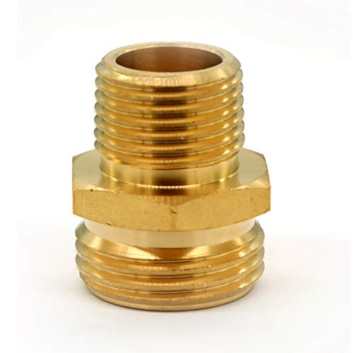GESHATEN 3/4” GHT Male x 1/2” NPT Male Connector, Brass Garden Hose Fitting, Adapter, Industrial