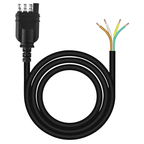4 Pin Trailer Wiring Harness 3FT, 16 AWG 4 Way Flat Trailer Wiring Extension Connector Harness Vehicle Side Trailer Side 4 Prong Trailer Light Plug Trailer Hitch Wire Extension