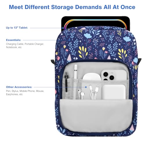 Image of Dadanism 13 Inch Tablet Sleeve Shoulder Bag with Handle for iPad Pro 13 inch M4 2024, iPad Air 13 inch, iPad Pro 12.9 inch, Galaxy Tab S10+ Plus /S9 FE+ /S9+ Plus 12.4 inch, reMarkable Paper Pro 11.8 inch, Night Blue
