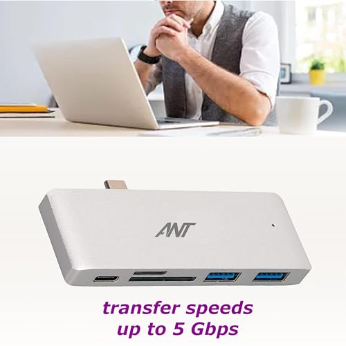 Image of Ant Booster MAK 01 USB Hub - 4-Port USB 3.0 Splitter in Silver | High-Speed 5Gbps Data Transfer, Lightweight & Compact for Laptop, PC, MacBook, Windows & More