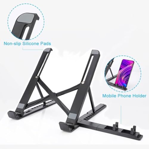 Image of SOOPII Laptop Stand + Detachable Mobile Stand, Computer Stand, Ergonomic ABS Laptop Stand /Riser for Desk, with Heat-Vent Design, Compatible with Mac Book, Air, Pro, Dell XPS, Alien Ware, All Laptops