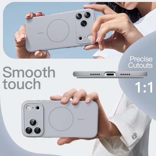 Image of JETech Magnetic Silicone Case for iPhone 17 Pro, Grey | Compatible with MagSafe, Silky Soft Touch, Full Camera Lens Protection, Shock Absorbing Phone Cover