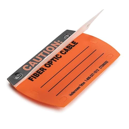 HellermannTyton CT2003X2 Caution Write-On Self-Laminating Tag, Fiber Optic Cable, 3.5