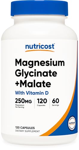 Nutricost Magnesium Glycinate + Malate (250mg) 120 Caps High Absorption