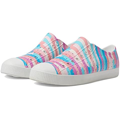 Native Shoes Unisex Jefferson Sugarlite Print Shell White/Shell White/Pastel Multi Stripe 2 Men's 10, Women's 12 Medium Cover