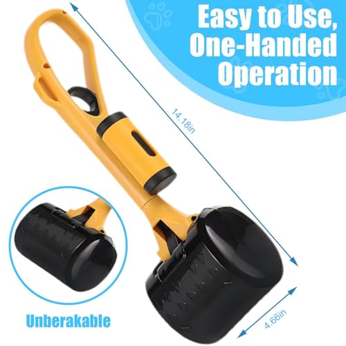 Image of Pooper Scooper for Large Medium & Small Dogs Heavy Duty, 14.18 inchLong Handled Dog Poop Scooper for Grass,Durable Dog Poop Pick Up Tool, Poop Grabber with 2 Dog Poop Bags 1 Dispenser Poop Scoop，
