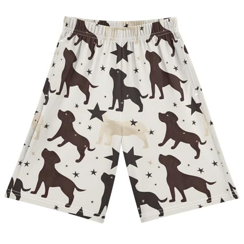 ALAZA Puppy Dog Star Brown Pajama Shorts Sleep Shorts Pant Lounge Pajama Bottoms Elastic Waist with Pockets