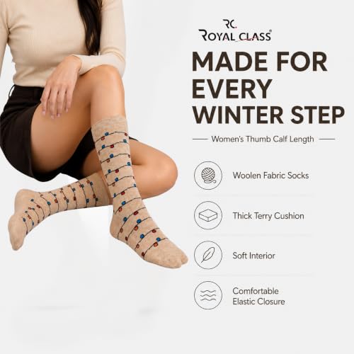 Image of RC. ROYAL CLASS Women's Warm Woolen Calf Length Thick Terry /Towel Multicolored Socks(Pack of 3 Pairs)(Winter wear socks)