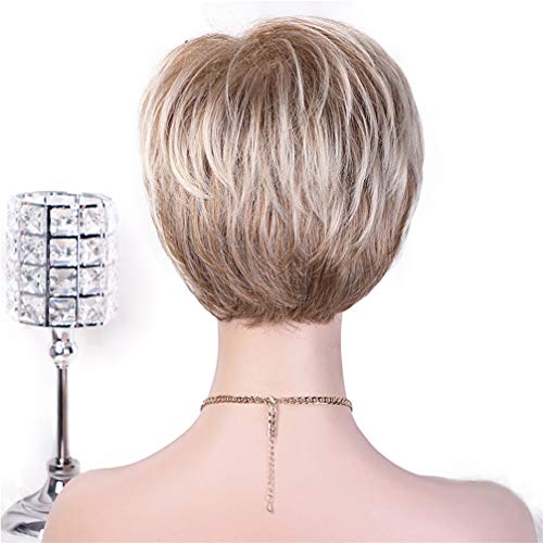 Perruque synthétique bob courte blonde frange cheveux ondulés femme