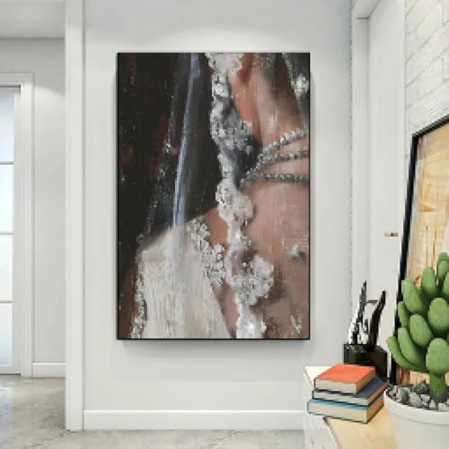 Peinture sur toile moderne robe de mariée affiche murale femme