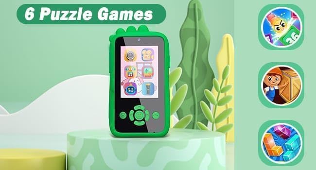 Image of Kids Smart Phone for Girls - Birthday Gifts for Kids Age 3-10 Toys Cell Phone, 2.8 inch Touchscreen with Dual Camera Selfie Phone - Toddler Learning Play Toy (Green Dino)