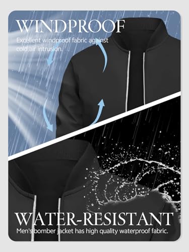 Men's Bomber Jacket Casual Lightweight Windbreak Waterproof Zip Up Spring Fall Coat Slim Fit Sportswear with Pocket3