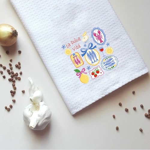 Toalla de cocina costera con diseño de sardinas de la Riviera italiana La Dolce Vita Towel 4