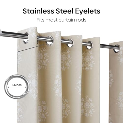 Image of haus & kinder Digital Printed Cotton Window Curtain 5 Feet Long Pack of 2 Window Curtains, 5 Feet Curtain for Window (Ivory Filigree, Beige 130x152 CM)