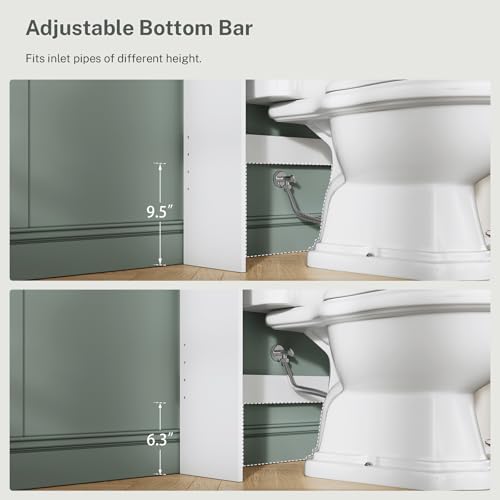 Image of TEENFON Over The Toilet Storage Cabinet with 4 Open Shelves and Adjustable Shelf, Extra Tall Bathroom Organizer Unit with 2 Barn Doors, Home Space Saver for Bathroom, Laundry Room, White
