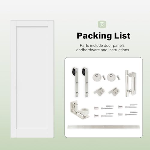 Image of 30 inch x 80 inch 10-Lite Tempered Clear Glass Barn Door with 72 inch Track Kit, Solid Core MDF Sliding Barn Doors for Closet Kitchen Bedroom, Excellent Sound & Thermal Insulation, Nickel-Plated Hardware Kit