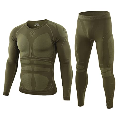 Legou Men's fitness suit outdoor cycling training suit two-piece set Army green L